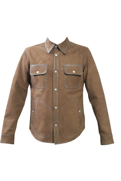 New Genuine Leather Jacket and Brown Leather Button Shirt Jacket