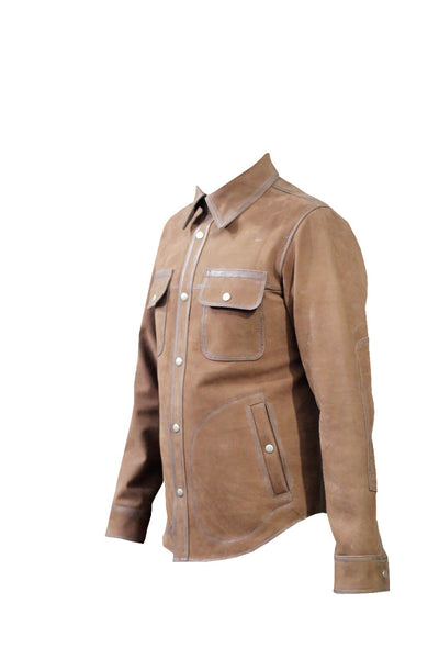 New Genuine Leather Jacket and Brown Leather Button Shirt Jacket
